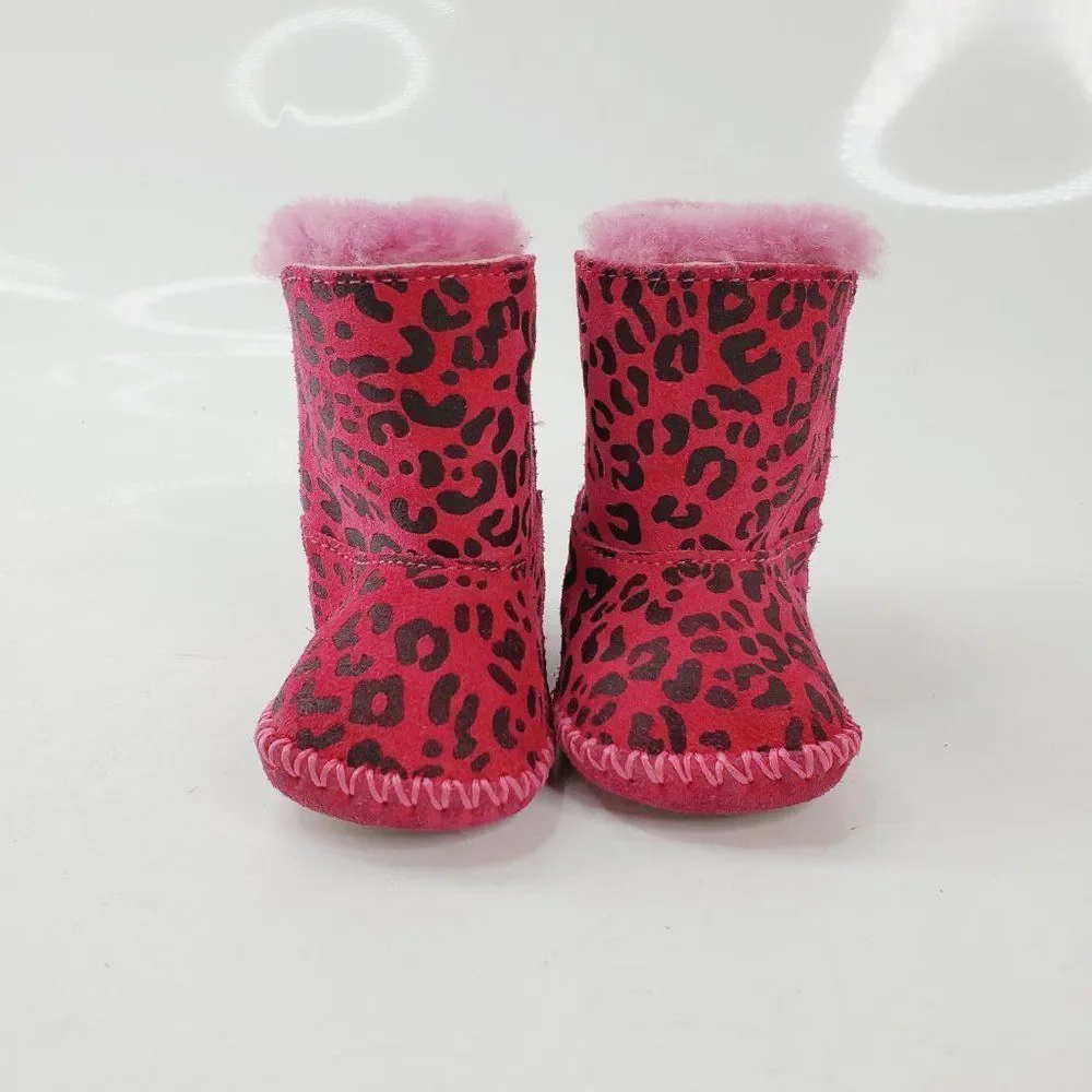 UGG Toddler Pink Infant Cassie Pink Leopard Print Casual‎ Winter Boots Size 0/1